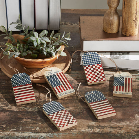 My Country Americana Tag Ornaments Set of 6-Lange General Store