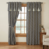 My Country Navy 84-inch Long Panel Curtains in a farmhouse living room