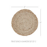 Natural Braided 8" Trivet Set of 3-Lange General Store