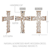 Natural & Distressed White Wooden Cross Wall Hanging-Lange General Store