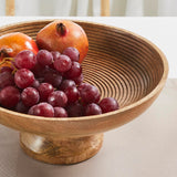 Natural Ribbed Wooden Bowl-Lange General Store