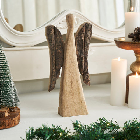 Natural and Dark Wooden Angel-Lange General Store