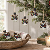 Nature's Snowman Metal Ornament Set of 6