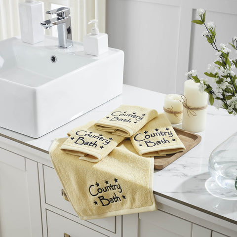 Navy Country Bath Stars Towels & Washcloths-Lange General Store