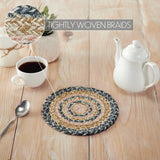 Navy Rose Braided Trivet 8"-Lange General Store