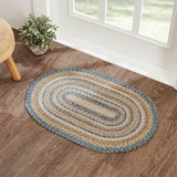 Navy Rose Collection Braided Rugs - Oval - Lange General Store