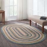 Navy Rose Collection Braided Rugs - Oval - Lange General Store