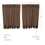 Navy Star Tier Curtains 36"-Lange General Store