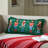 Nutcracker Green Fringed Pillow-Lange General Store