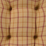 Close-up of Simmons Plaid Chair Cushion Pad showing tufted cotton plaid weave in tan and barn red