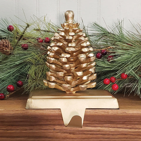 Pinecone Stocking Hanger - Gold-Lange General Store