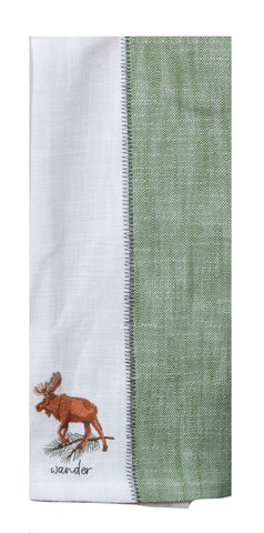 Pinecone Trails Moose Two Tone Tea Towel-Lange General Store