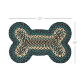 Pinehurst Dog Bone Braided Waterproof Rug Mat – Indoor Outdoor Pet Bowl Mat – Pine Green, Soft Black