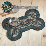 Pinehurst Dog Bone Braided Waterproof Rug Mat – Medium – Woodland Farmhouse Dog Mat – Pine Green