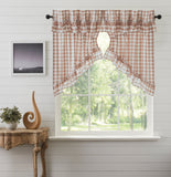 Portabella Buffalo Check Ruffled Prairie Swag Curtains-Lange General Store