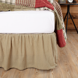 Prairie Winds Green Ticking Stripe Bed Skirt-Lange General Store