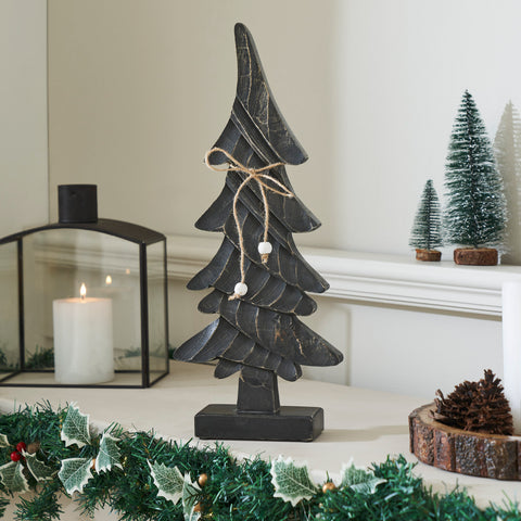 Primitive Pine Distressed Black Wooden Trees-Lange General Store