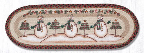 Primitive Star Snowman Braided Table Runner-Lange General Store