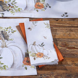 White Pumpkins And Poppies Fall Cotton Cloth Napkins Set of 4