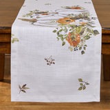 White Pumpkins And Poppies Fall Table Runner 36"