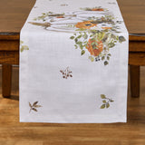 White Pumpkins And Poppies Fall Table Runner 36"