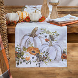 White Pumpkins And Poppies Fall Table Runners