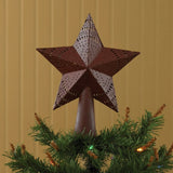 Punched Metal 5 Point Star Tree Topper Red-Lange General Store