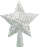 Punched Metal 5 Point Star Tree Topper White-Lange General Store