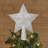 Punched Metal 5 Point Star Tree Topper White-Lange General Store