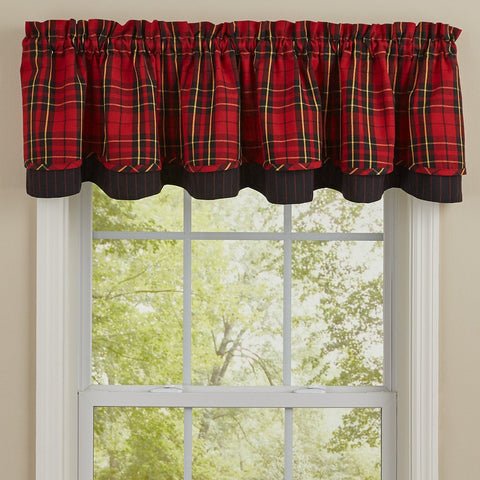 Red Plaid Layered Valance-Lange General Store