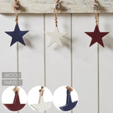 Red White Blue Wooden Star Ornaments Set of 3-Lange General Store