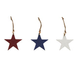 Red White Blue Wooden Star Ornaments Set of 3-Lange General Store