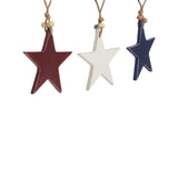 Red White Blue Wooden Star Ornaments Set of 3-Lange General Store