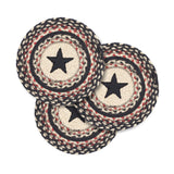 Revere 8-inch braided jute trivet natural and country black with tightly woven texture detail