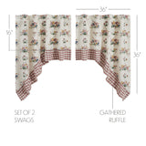 Roselynn Cottage Floral Ruffled Swag Curtains-Lange General Store