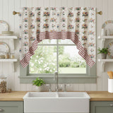 Roselynn Cottage Floral Ruffled Swag Curtains-Lange General Store