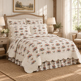 Roselynn Cottage Floral Scalloped Quilt