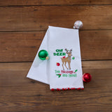 Run Run Reindeer Dishtowel