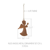 Rust Angel Metal Ornament Set of 6-Lange General Store