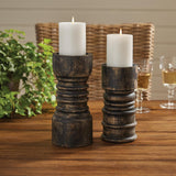 Rustic Black Candle Holders-Lange General Store