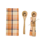 Rustic Fall Porch Stir It Up Dishtowel & Wooden Spoon Set