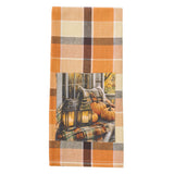 Rustic Fall Porch Plaid Dishtowels