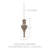 Rustic Finial Ornament Feathered Finish Set of 3-Lange General Store