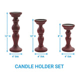 Rustic Red Pillar Candle Holder Set-Lange General Store