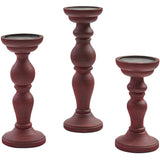 Rustic Red Pillar Candle Holder Set-Lange General Store