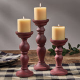 Rustic Red Pillar Candle Holder Set-Lange General Store