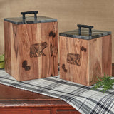 Rustic Wood Canisters-Lange General Store