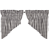 Annie Black Buffalo Check Prairie Swag Curtains-Lange General Store