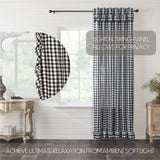 Annie Black Buffalo Check Ruffled Extra Long Panel Curtain-Lange General Store