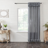 Annie Black Buffalo Check Ruffled Extra Long Panel Curtain-Lange General Store